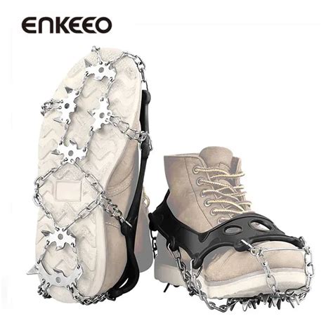 Enkeeo Ice Cleats 18 abrasion resistant stainless steel Spikes Crampons ...