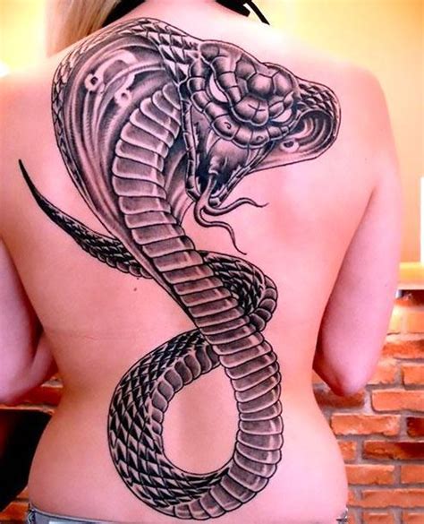 Large King Cobra on Back Tattoo Idea