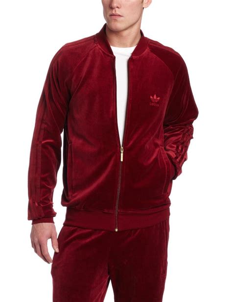 Adidas Men Burgundy Sweatsuit | Mens velour tracksuit, Adidas velour ...