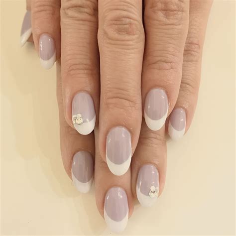 grayish purple & white french nails | White french nails, Nails, French ...