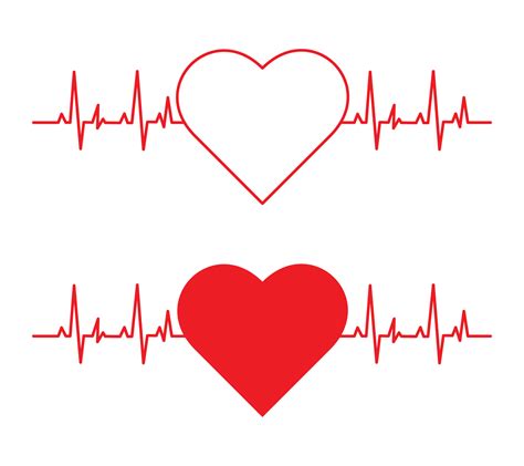 Heartbeat heart shape center line. Set of Heart beat pulse line vector ...