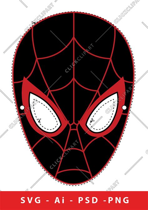 Miles Morales Spider-man, Birthday Party, Digital Paper Face Mask, SVG ...