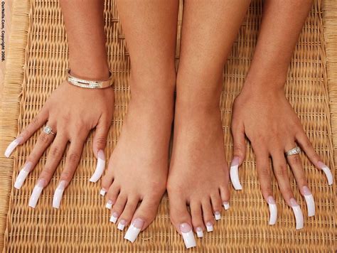 Long french manicure & pedicure | Long toenails, Sexy nails, Fall ...