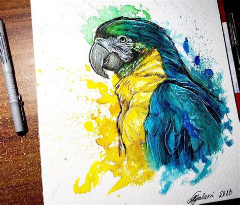 Parrot watercolor painting by Miriam Galassi | No. 3058