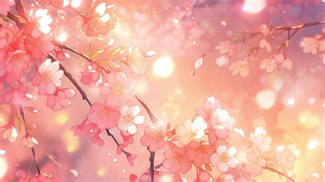 Fantasy radiant sakura cherry blossom in spring on pink background ...