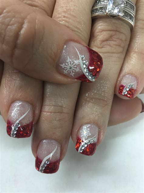 Christmas Nails Snowflake Red Art Designs