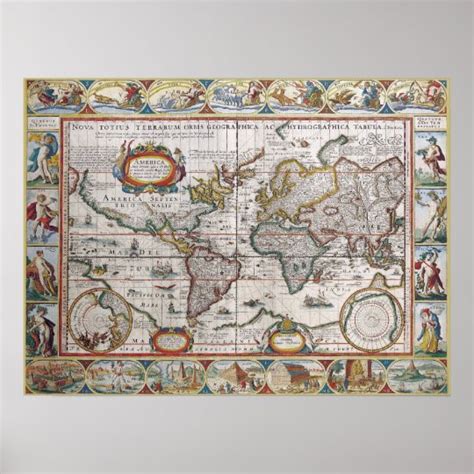 Antique World Map poster | Zazzle.co.uk