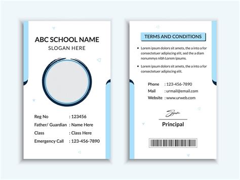 School id card template and vatical college student identity card ...