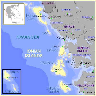 Ionian Islands Map Geographic City | Greece Map Provincial City