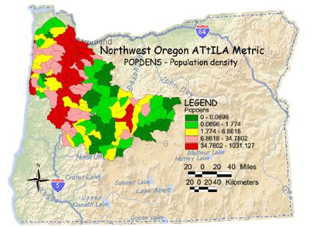 EPA Northwest Oregon Population Density Metric Map