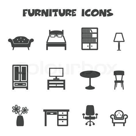 Furniture icons, mono vector symbols | Stock vector | Colourbox