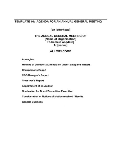 The Captivating Annual General Meeting Agenda Template 8 Annual Board ...