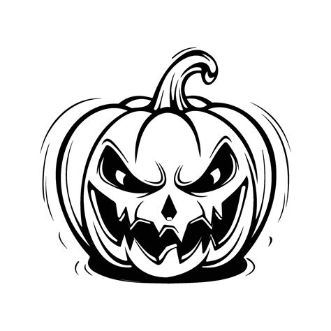 Scary Halloween pumpkin, Jack O' Lanterns black and white icon. Pumpkin ...