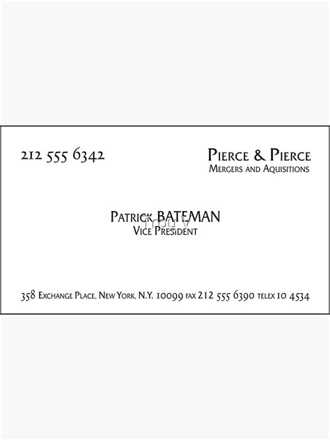 "Patrick Bateman Business Card" Sticker for Sale by Troyvart | Redbubble