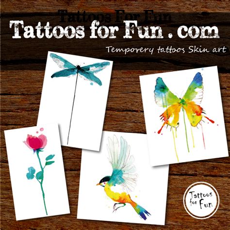 Watercolor Art Temporary Tattoos Set - Tattoos For Fun