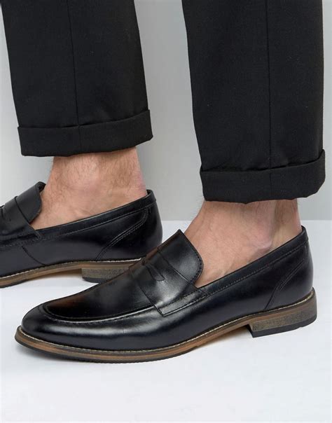 ASOS Loafers In Black Leather With Natural Sole for Men - Lyst