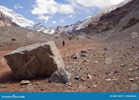 Trekking To Aconcagua National Park Stock Image - Image of hiking ...