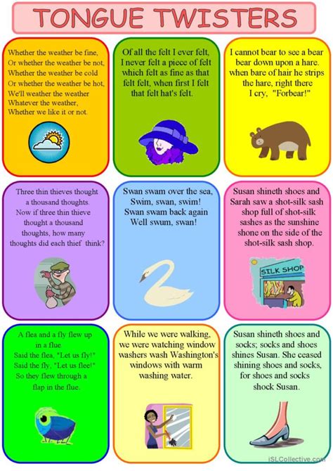 English tongue twisters tongu…: English ESL worksheets pdf & doc