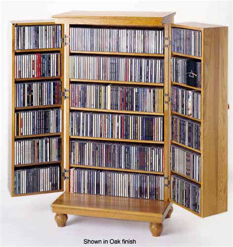 Louvered Hardwood Mission Style CD/DVD Storage Cabinet - Merlot