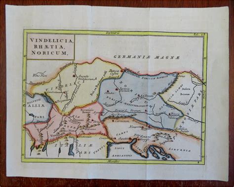 Roman Empire Rhaetia Noricum Vindelicia Alps c. 1790 engraved map hand ...