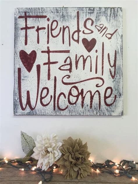 Friends And Family Welcome Distressed Wood Sign Shabby Chic