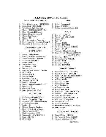 Cessna 152 Checklist