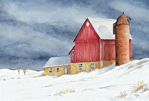 Winter Barn Painting by Greg Dolan - Pixels