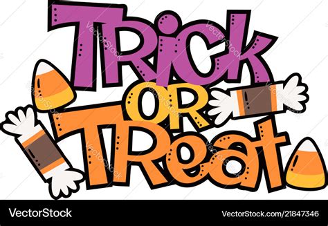 Trick or treat candy halloween phrase Royalty Free Vector