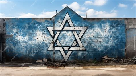 Premium AI Image | Old building wall with graffiti and Star of David ...