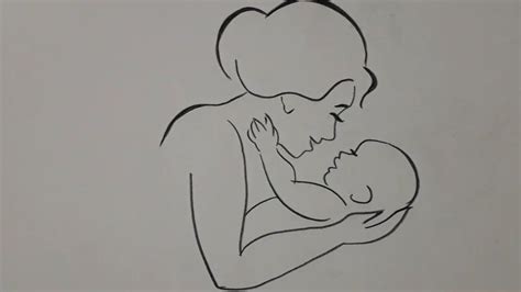 Child Pencil Easy Mother Drawing : Mothers, together with their ...