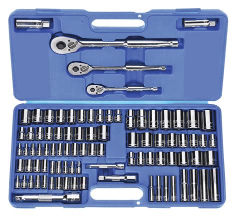 WESTWARD, 1/4 in_3/8 in_1/2 in Drive Size, 89 Pieces, Socket Wrench Set ...