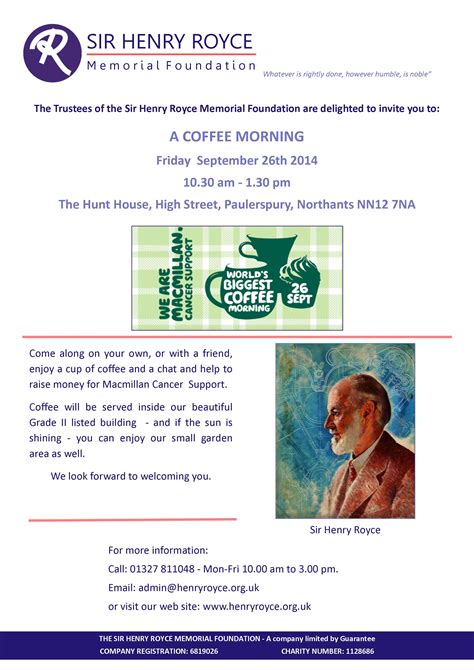 Macmillan Coffee morning poster | Paulerspury Village Web Site