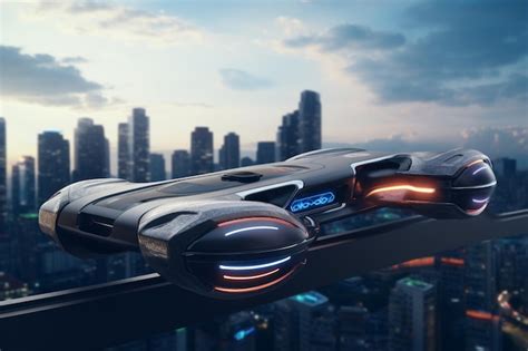 Premium AI Image | Futuristic hoverboard gliding above a cityscape sh ...