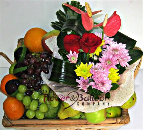 Fruit Basket and Flower Mix | flowerandballooncompany.com