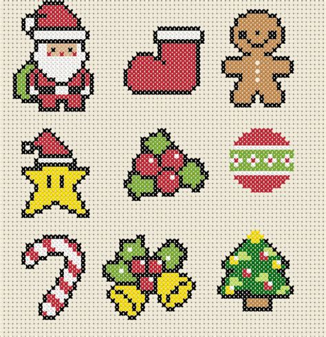 9 Mini Christmas Cross Stitch Patterns Easy Cross Stitch | Etsy