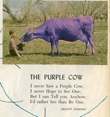 an advertisement for purple cow in the grass