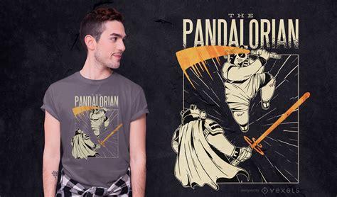 Panda Swordsman Parody T-shirt Design Vector Download