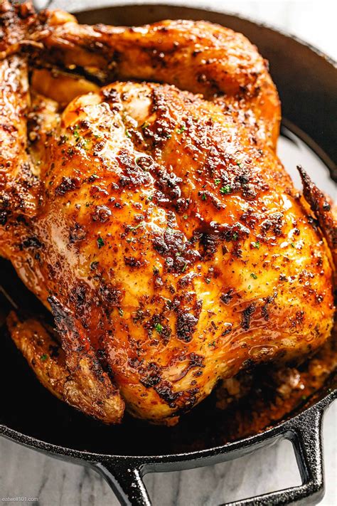 Roasted Chicken with Garlic Herb Butter | Baked whole chicken recipes ...