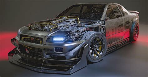 In digital renderings, the R34 Nissan Skyline GT-R takes a sci-fi turn ...