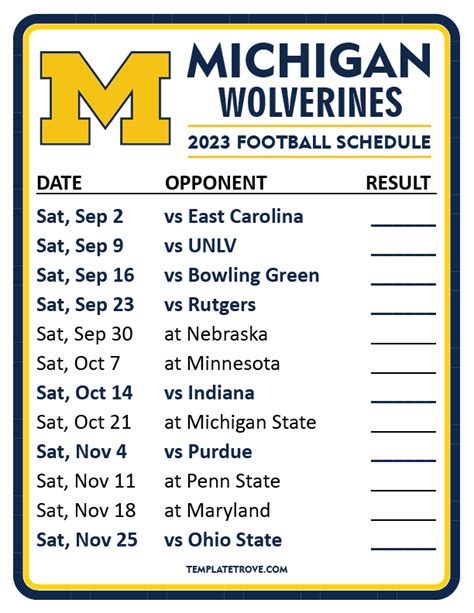 Printable 2023 Michigan Wolverines Football Schedule