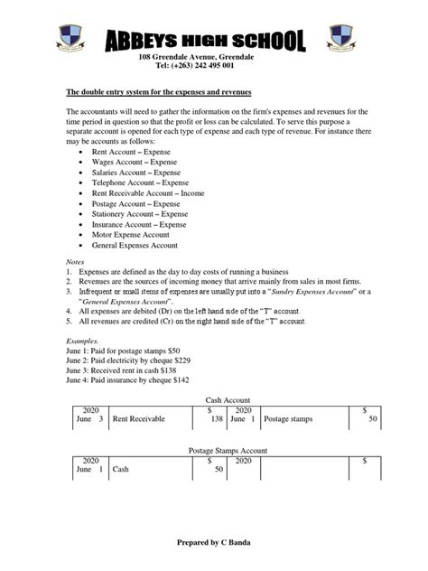 The Double System For The Expenses and Revenues | PDF | Debits And ...