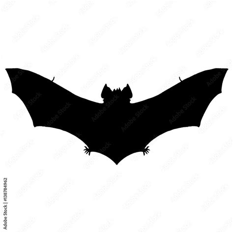 Bat silhouette. Black white icon. Vector illustration. Stock Vector ...