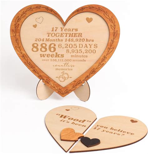 Amazon.com: STOFINITY 17 Year Anniversary Wood Gift for Him Her - 17th ...