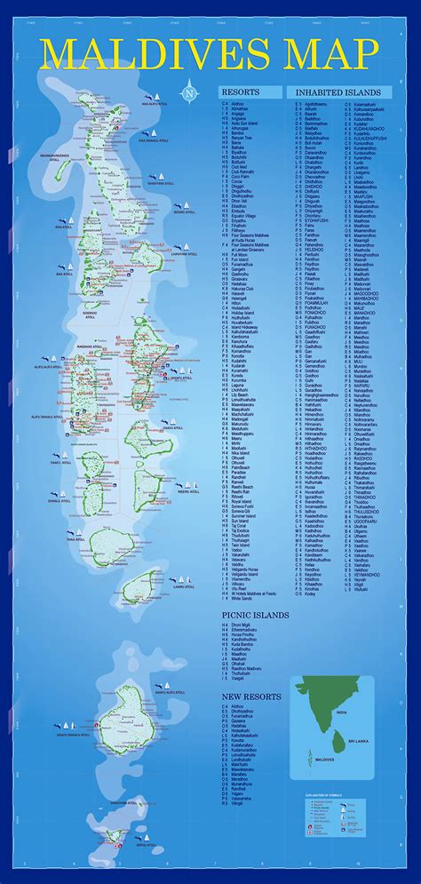 Resorts map of Maldives | Maldives | Asia | Mapsland | Maps of the World