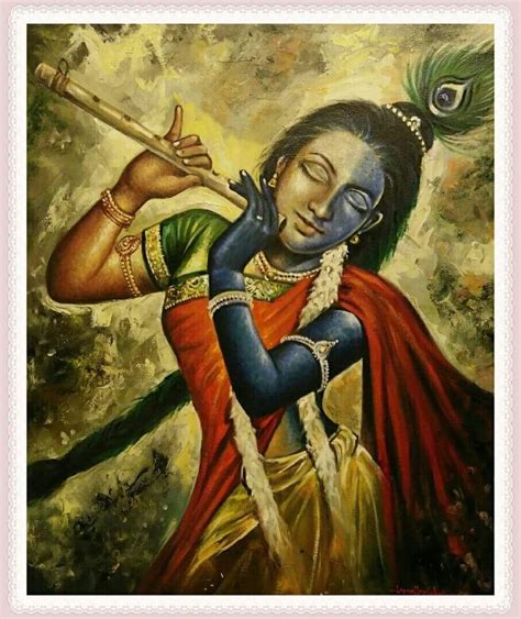 Krishna with flute | Krishna, Gouache painting, Oil on canvas