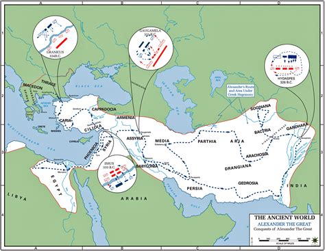 Map of the Conquests of Alexander the Great 336-323 BC