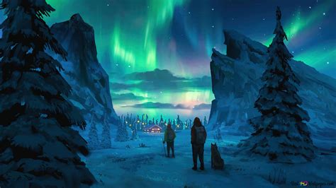 Aurora Borealis Night Sky Scenery 4K wallpaper download