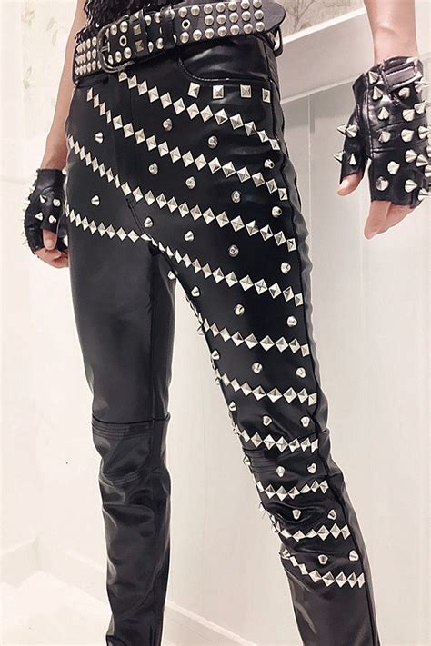 Gothic Punk Rock with Rivets Details Men Pants – FanFreakz