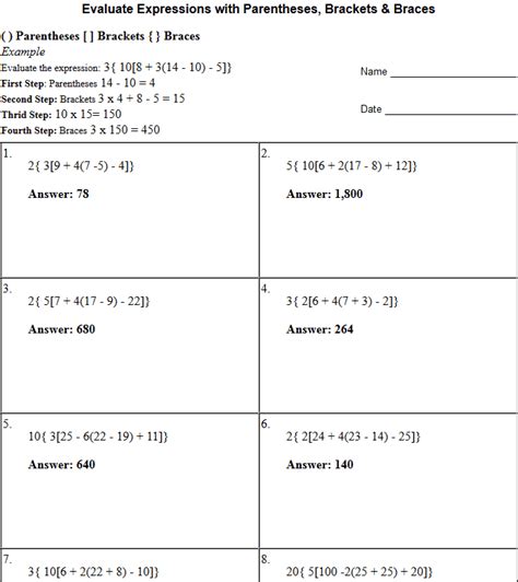 Parentheses, Brackets, and Braces in Math Expressions (Easier Version ...