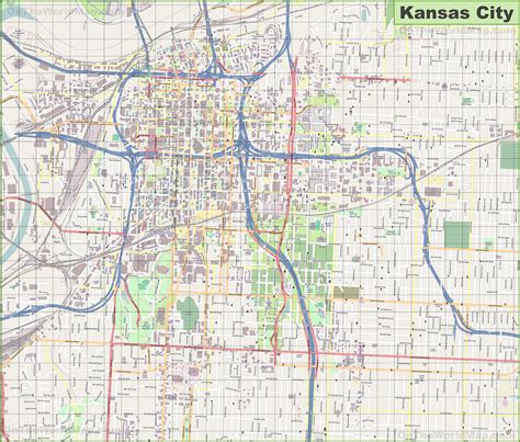 Large detailed map of Kansas City